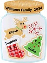 2024 Cookie Jar Christmas Ornament – Festive Holiday Keepsake with Reindeer, Christmas Tree, Stocking, and Gingerbread – Cute Personalized Ornament for Kids & Family (Family of 3)