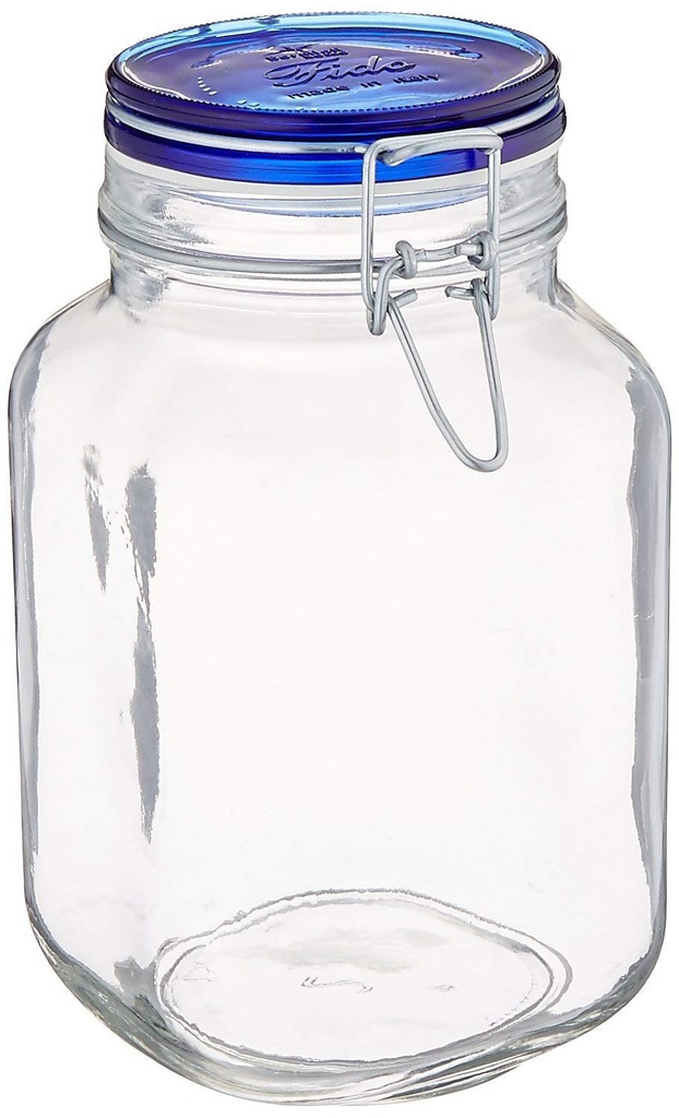 Bormioli Bormioli rocco fido square jar with blue lid - 333/4 oz 1l, 2.6 Pound