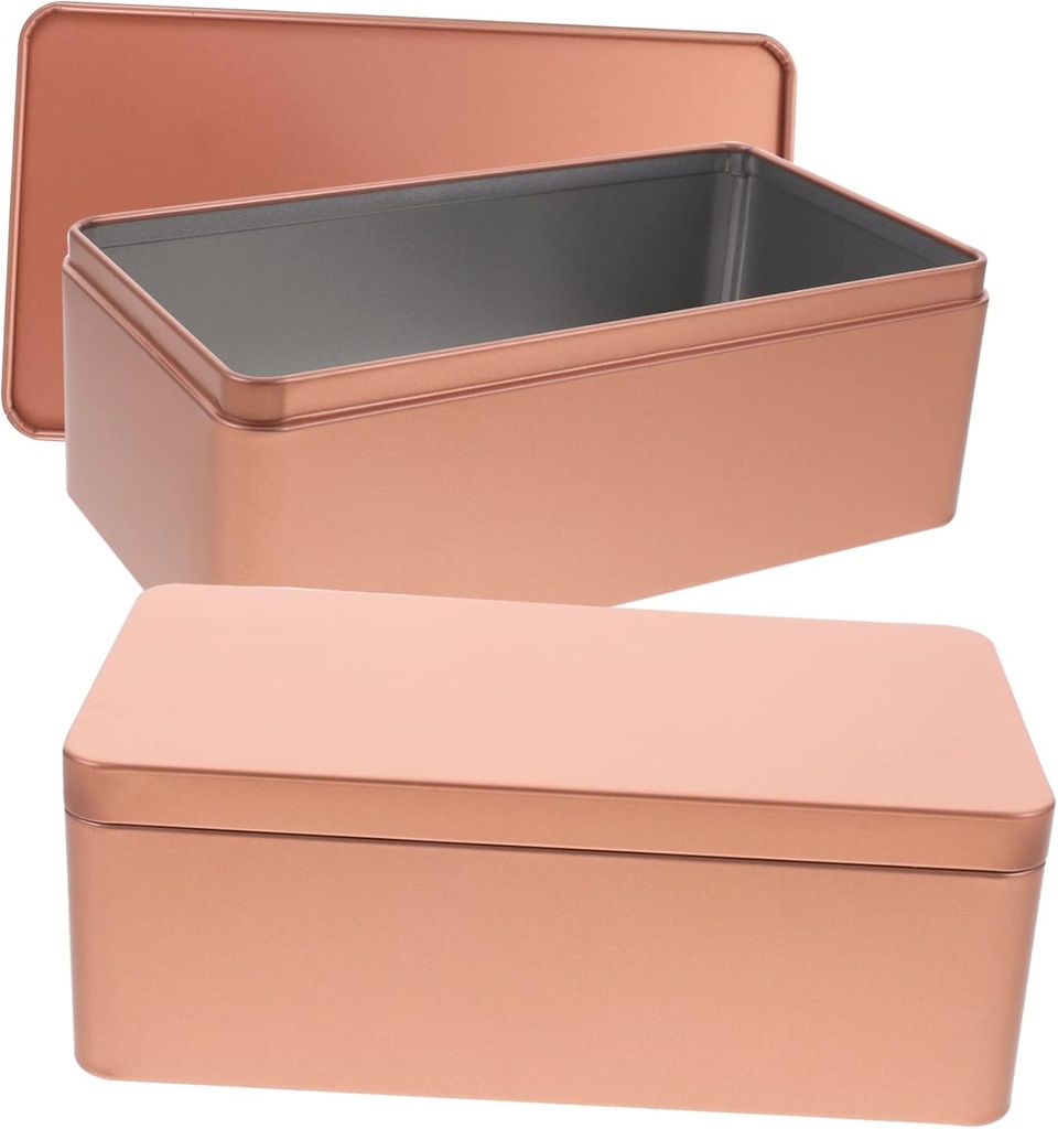 Garneck 2pcs Metal Candy Container Tea Tin Box Lid Storage for Tea Sugar Spices Portable Tin Case Box Simple Candy Storage Craftsmanship