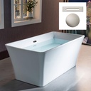 WOODBRIDGE 59" Freestanding White Acylic Soaking Bathtub Drain and Overflow,BTA1509-B/N-Drain &O, with Brushed Nickel Drian