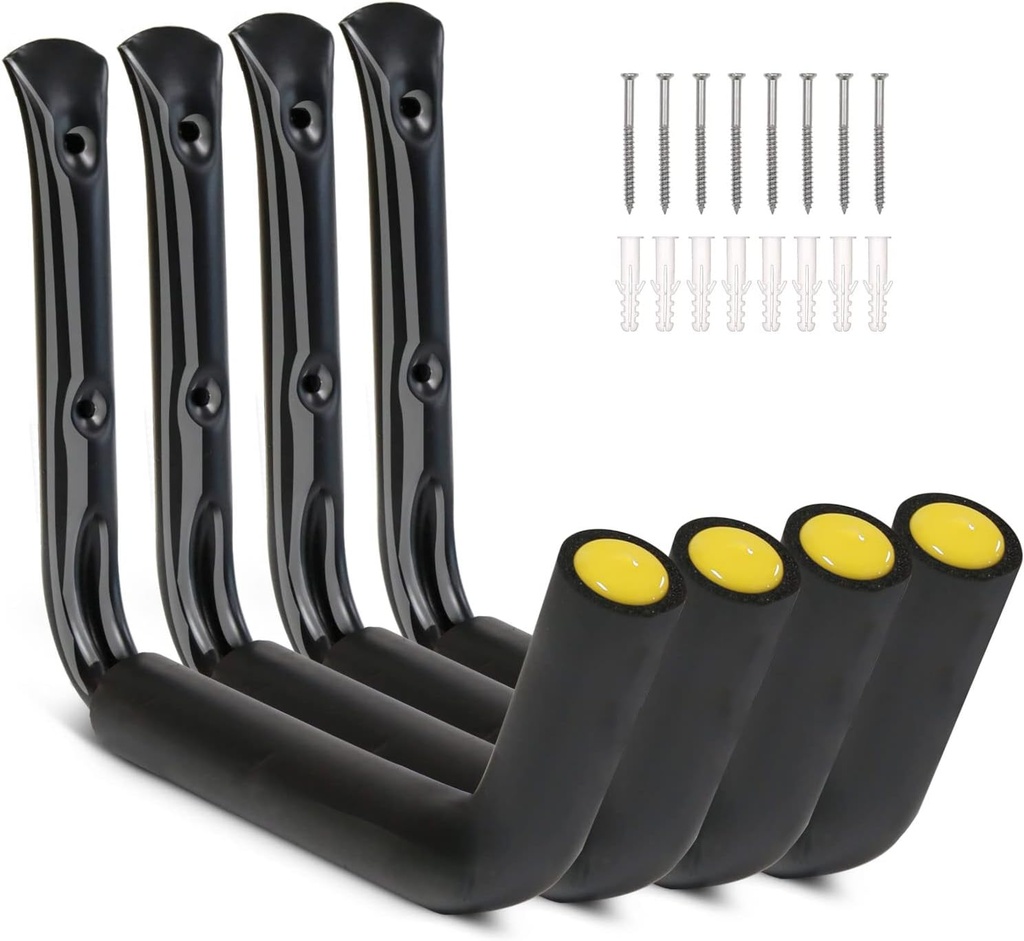 GEEDAR 100 LB Capacity (15") Heavy Duty Garage Storage Hooks (4packs) Kayak Storage Hanger Wall Mounted Rack for Hanging Ladders, Bikes