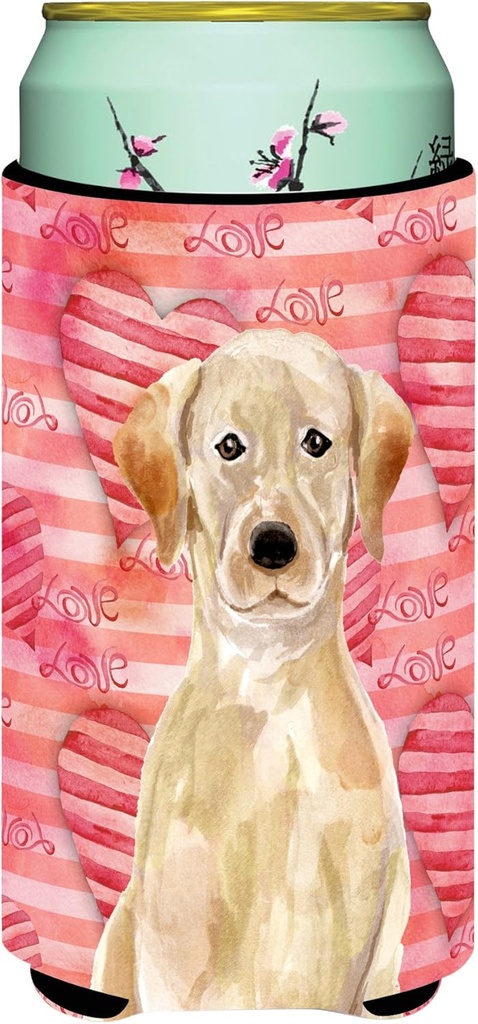 Caroline's Treasures BB9471TBC Yellow Labrador Love Tall Boy Hugger Can Cooler Sleeve Hugger Machine Washable Drink Sleeve Hugger Collapsible Insulator Beverage Insulated Holder