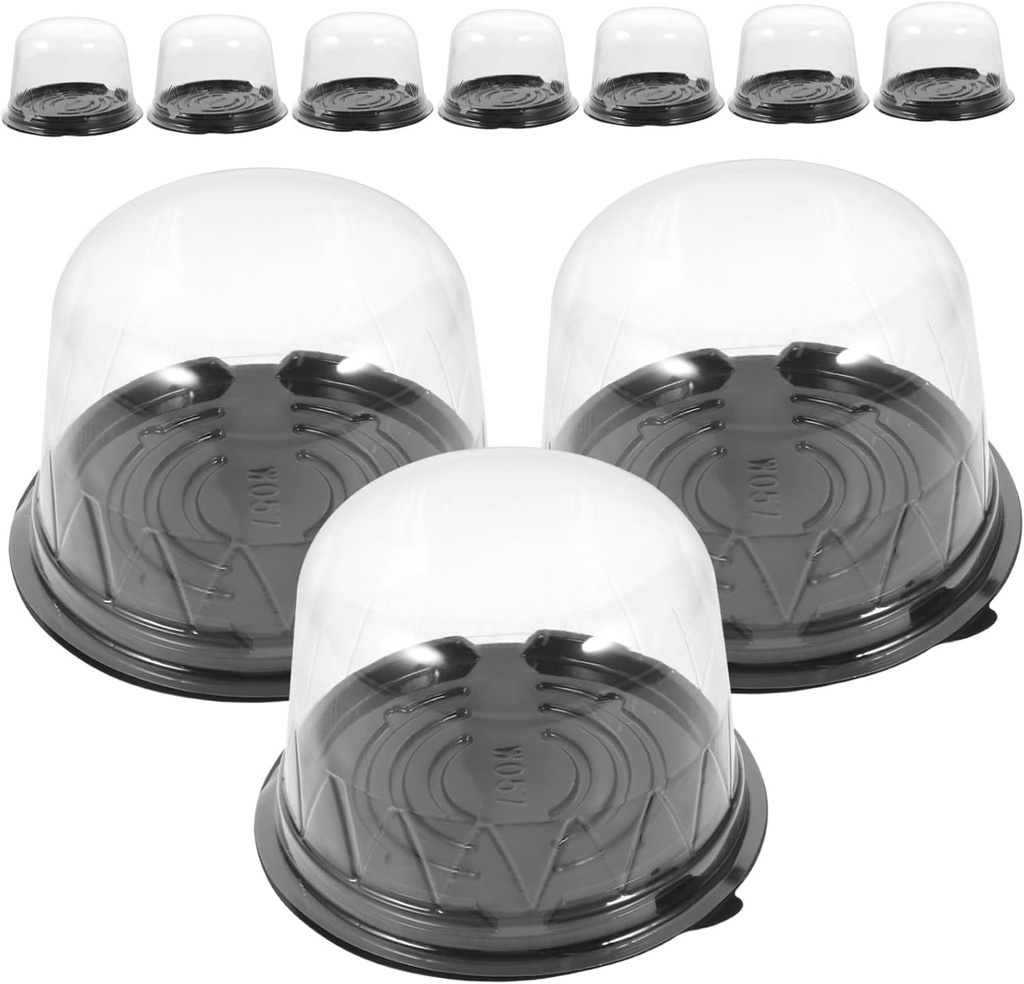 GLEAVI 50Pcs Clear Plastic Cake Boxes with Lids Portable Cake Carrier for Bakery Desserts Transparent Takeout Containers