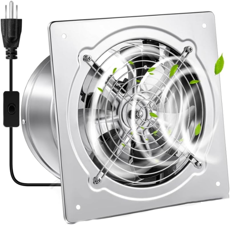 Power 12 Inch Exhaust Fan with Switch, Potable Window Exhaust Fans Small Fume Extractor Ventilation Fan for Attic, Shop, Smoking Room, Garage (Low Noise)