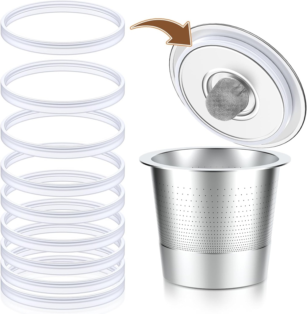 CAPMESSO 20 Pack Rubber Gasket for Reusable K Cups Refillable Coffee Pod Stainless Steel Lids Silicone Seals -Tight Seal, Safe, Durable (Only 20pcs Rubber Gaskets)