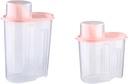 2pcs Rice Storage Bin, 1.9L&2.5L Cereal Storage Container Food Airtight Container with Pouring Spout abd Measuring Cup for Oatmeal, Grain, Pasta, Flour, Dog Cat Food Canister(Pink)