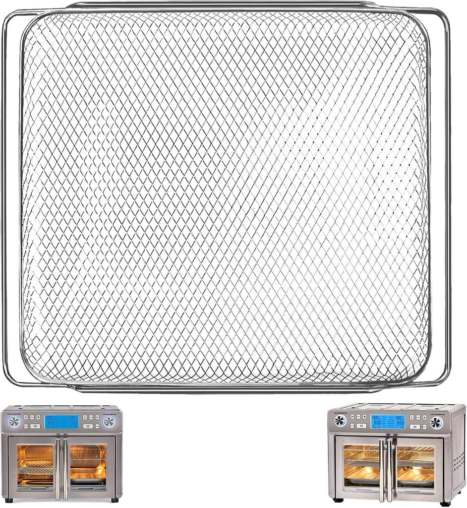 Air Fryer Basket Replacement for Emeril Lagasse Dual Zone 360 Air Fryer Oven 25 QT Convection Toaster Oven, 14.1" x 11.8" Non-stick Mesh Air Fryer Steel Basket Accessories Parts, Dishwasher Safe