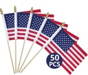 50 Packs Small American Flags on Stick,American Flag for Outside 4x6,Mini Flags/Small US Flags/USA flag 4th of July Decorations Outdoor,Fourth of July Decorations for Home,Memorial Day Decor