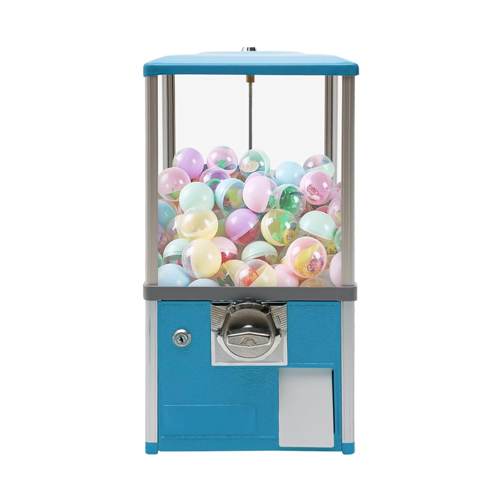 25-Cent Capsule Vending Machine, Commercial Large Capacity Gumball Machine Capsule Toys Vending Dispenser Vending Machine Classic Bubble Candy Dispenser for Game Stores, Retail Stores (Blue)