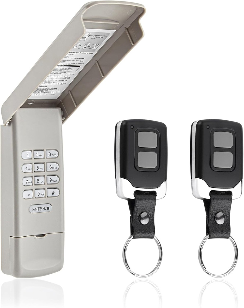 Garage Door Opener Keypad with 2 Garage Door Opener Remote for Liftmaster Chamberlain Craftsman Remote Keypad 877MAX 893LM 893Max 971LM 371LM, Purple Yellow Red Orange Learn Button