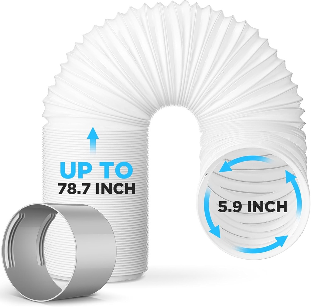 1 Set 78.7'' Portable Air Conditioner Hose with Coupler 5.9'' Universal Flexible Ac Hose Extension with Tube Connector for Air Conditioner Vent