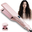Crimper Curling Iron, 2 Barrel Hair Waver Anti-Scald, 5/8 Inch Rapid Heating Curler, 16 MM Wave Iron, Temp Adjustable Wand for Mid-Length and Long Hair