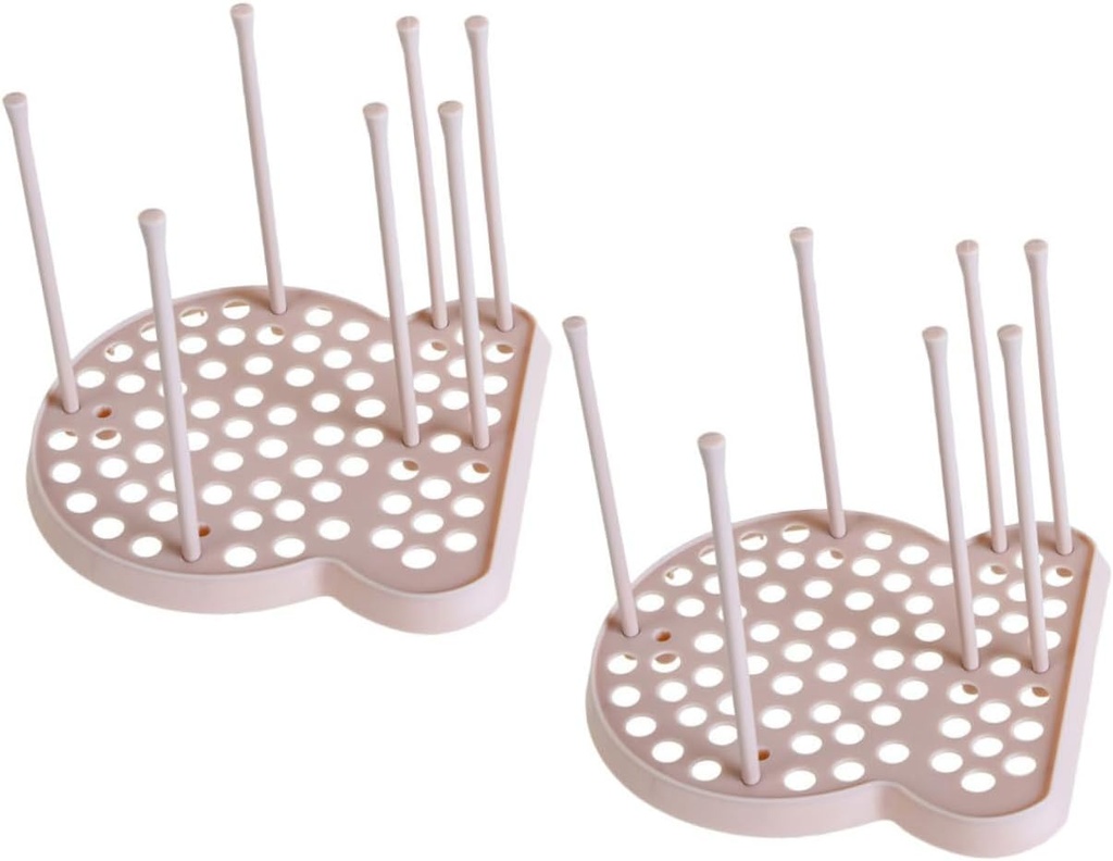 2Pcs Household Cutlery Drying Racks with Drainage Design Vertical Bowl Drainers for Kitchen Dishware Organization Space Saving Pink Dish Drainers for Home Use