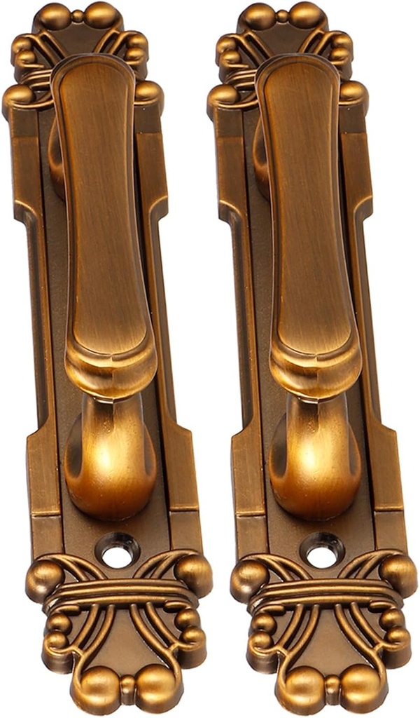 Fdit 2Pcs European Antique Door Handles, Zinc Alloy for Wardrobe/Drawers, Vintage Furniture Hardware with Screws, Fits 15mm+ Thick Doors (4.1" Hole Centers, 7.1oz Each)