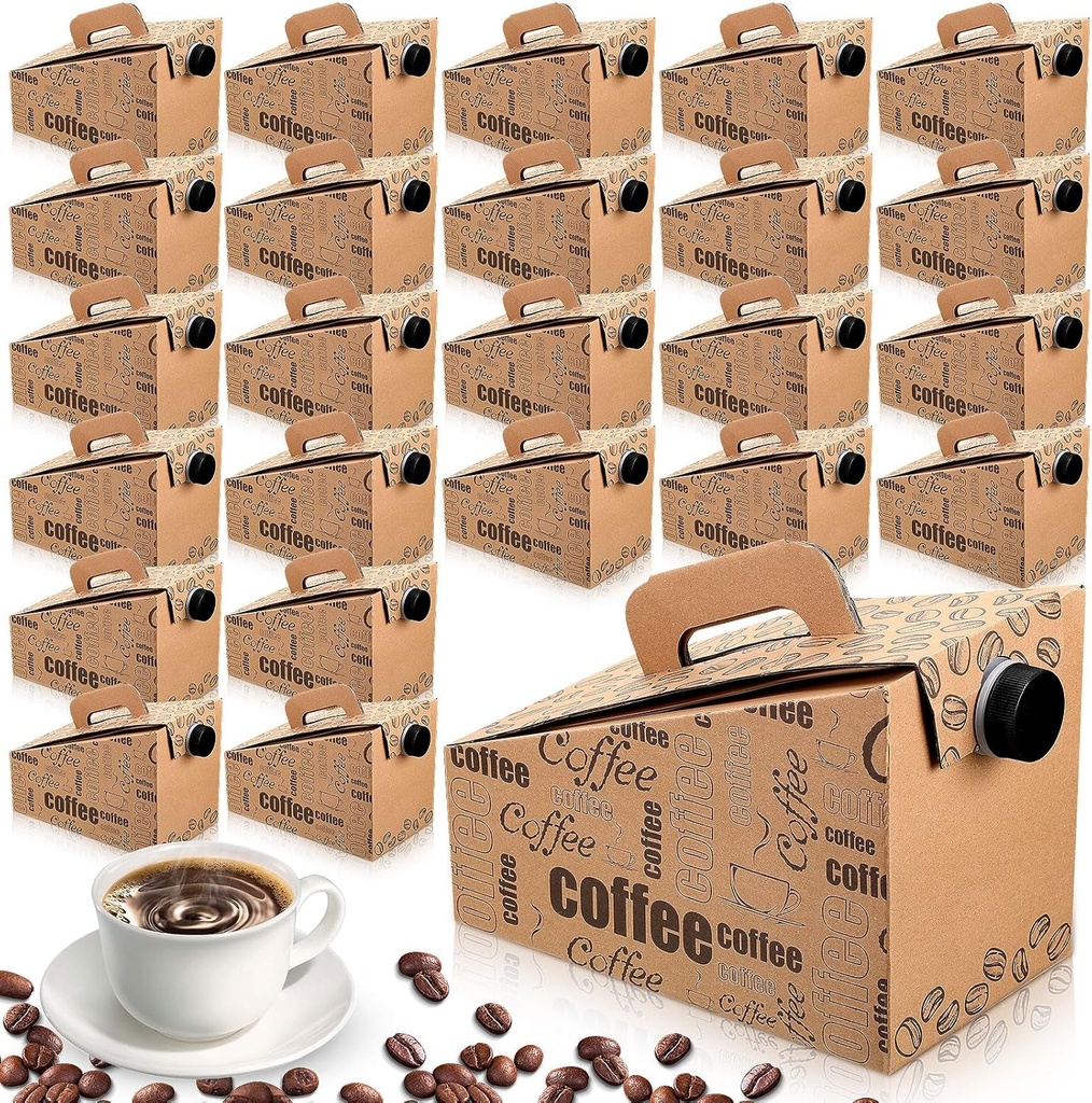 10 Pack Disposable Coffee Box Dispensers 96 oz Insulated Portable Coffee Carrier Containers with Handle for Parties Catering Liquid Carrier