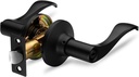 Berlin Modisch Privacy Lever Door Handle [Thumb Turn Lock on The Inside] for Bedroom or Bathroom with a Iron Black Finish, Reversible for Right & Left Side, Classic Series