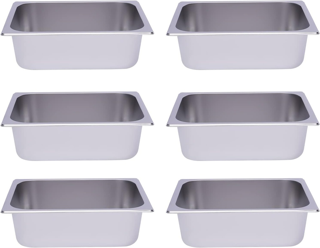 6 Pack 4" Deep 1/2 Size Stainless Steel Steam Table Pans Hotel Food Prep Pan NEW