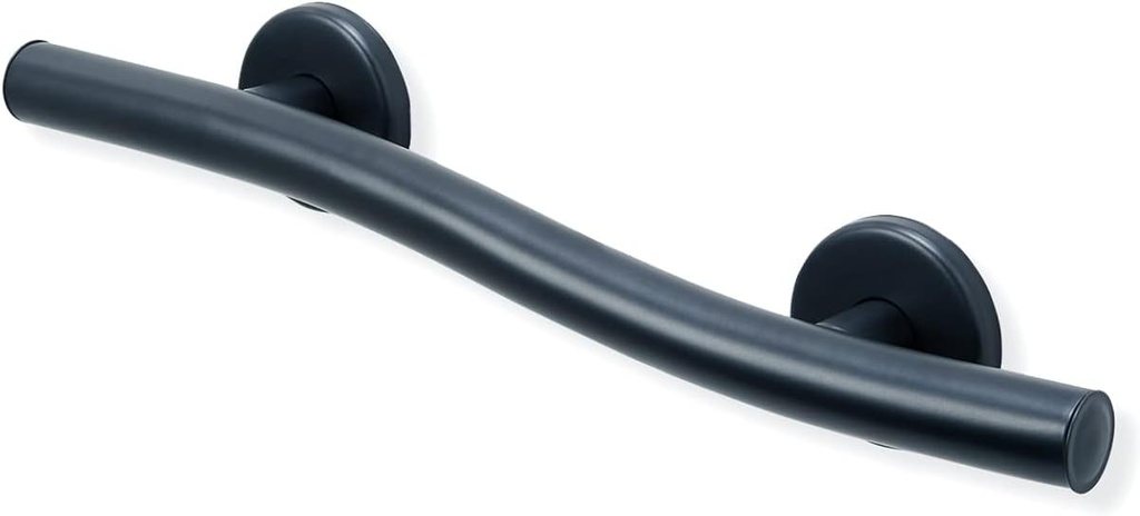 Wave Grab Bar for Bathroom Shower Toilet Steps Bed Home/304 Stainless Steel/Matte Black/Right/ 18"