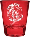 R and R Imports Angel Fire New Mexico Souvenir Engraved Full Color 2oz Shot Glass Red Single