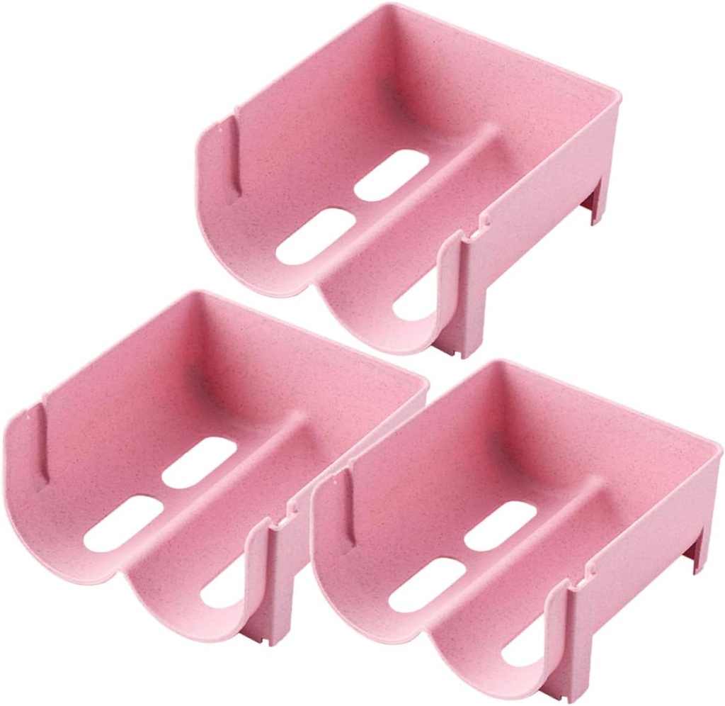 3pcs Pink Refrigerator Drink Organizer Stackable Beer Bottle Rack for Pantry Soda Can Dispenser Fridge Rack
