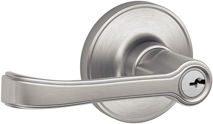 J-Series by Schlage Torino Door Lever with Standard Trim, Keyed Entry Lock, Satin Stainless Steel, J54 TOR 630