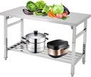 48''x30'' Stainless Steel Folding Preparation Table with Adjustable Undershelf, NSF Commercial Heavy-Duty Workbench, for Kitchen, Hotel, Home, Outdoor Cooking Table