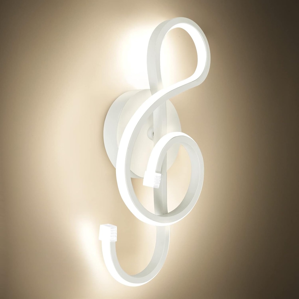 XEYOU 22W Modern Wall Sconce Lighting Indoor LED Creative Wall Light Fixture Music Symbol Art Decoration Wall Lamp for Living Room Bedroom Stair Corridor, White 4500K