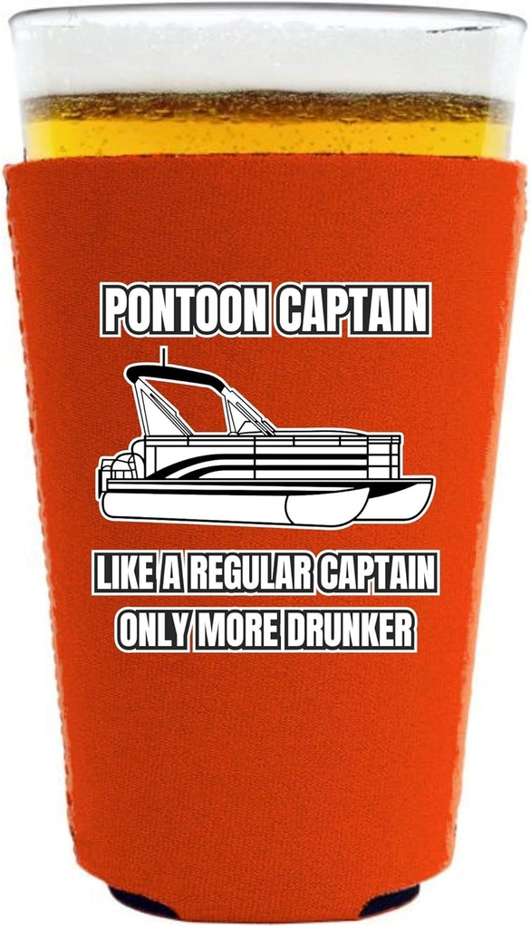 Pontoon Captain Pint Glass Coolie (Orange, 2 Pack)