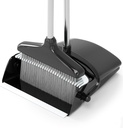 Broom with Dustpan Combo Set 54” Long Handle Household Dust Pan for Home Office Kitchen Cleaning （Black & Grey）