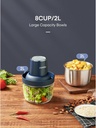 Electric Food Chopper with 2 Bowls/2L, 2 Sets Blades, FOHERE Meat Grinder & Veggie Chopper, Blue