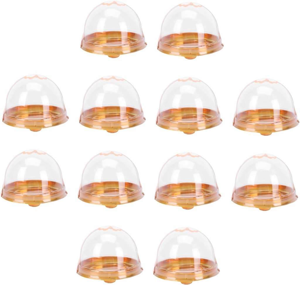 OUNONA 50sets Egg-yolk Puff Boxes Dome Cake Holder Muffin Dome Container Cookie Cake Box Round Sakura Sticker for Home