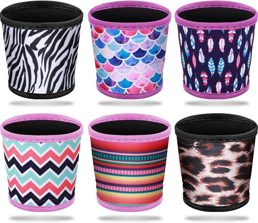 Patelai 6 Pieces Hot Cup Sleeves Reusable Neoprene Cup Insulator Holders Washable Heat Resistant Insulated Coffee Sleeve for Tea Hot Cold Beverage