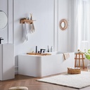 Cpingao 71" Stone Resin Freestanding Bathtub, Rectangular Shape Freestanding Tubs, Solid Surface Matte White Soaking Tub with Overflow and Pop-up Drain, 8829-1800