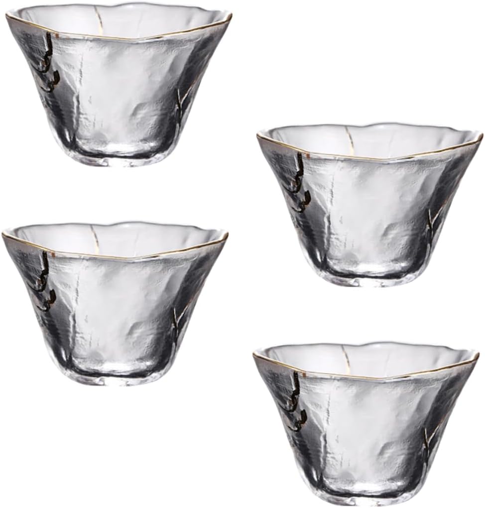 4pcs Japanese Tea Cup Set Japanese Style Sake Cup Glass Heat-resistant Home Bar Restaurant