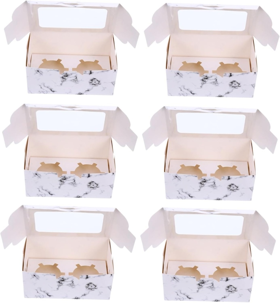 DECHOUS 10pcs Muffin Cake Boxes with Clear Window Food Grade Packaging for for Weddings Showers and Holiday Parties Marble Design