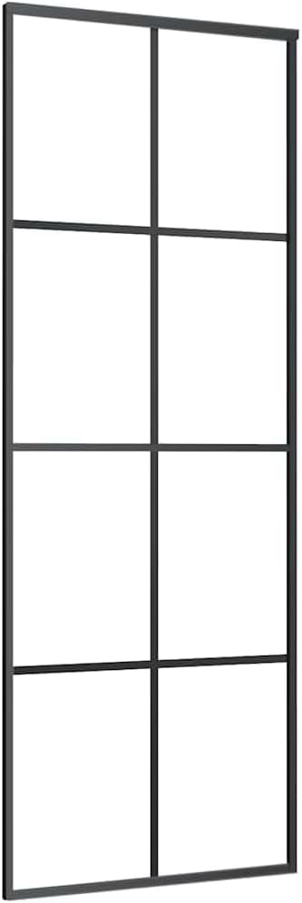 vidaXL Aluminum Sliding Door Black 29.9"x80.7" | Stable and Durable | ESG Glass Panel | Easy Assembly | Modern Sleek Design | Includes Mounting Accessories