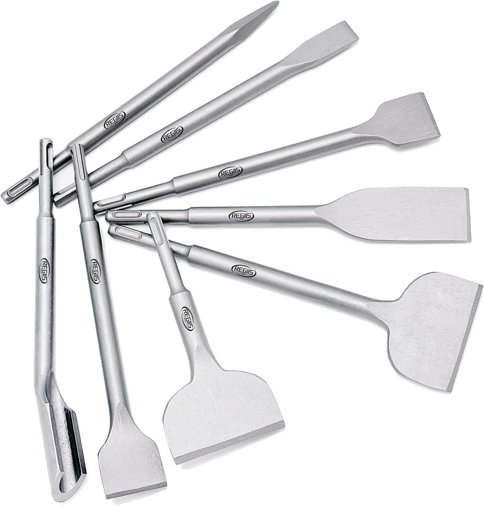 8 pcs SDS Plus Chisel Set, Masonry Concrete Drill Bit Set, Tile Removal Chisel Bits for Rotary Hammer with Point Flat Wide Tile Inclined Grooving Scraping Scaling Chisels
