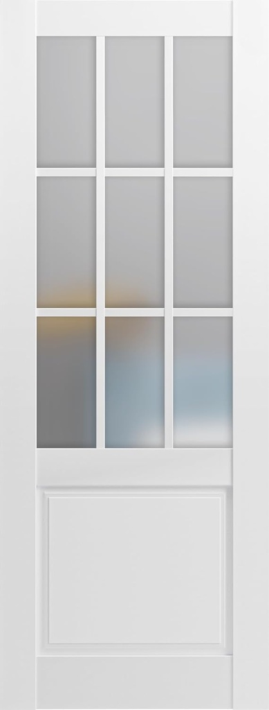 Slab Barn Door Panel Frosted Glass 9 Lites 18 x 80 inches | Felicia 3309 Matte White | Sturdy Finished Doors | Pocket Closet Sliding