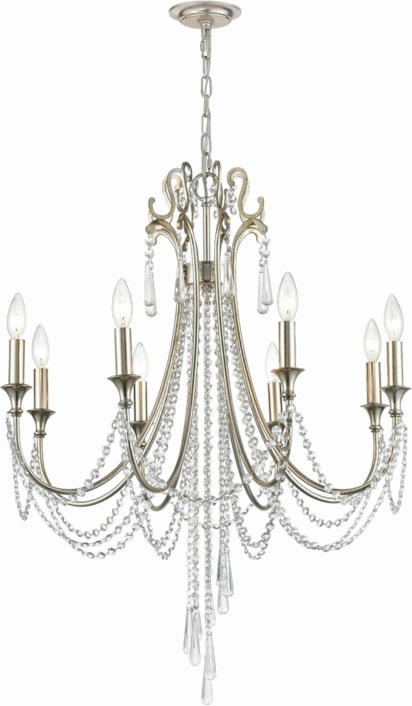 Crystorama Arcadia 8 Light Antique Silver Chandelier