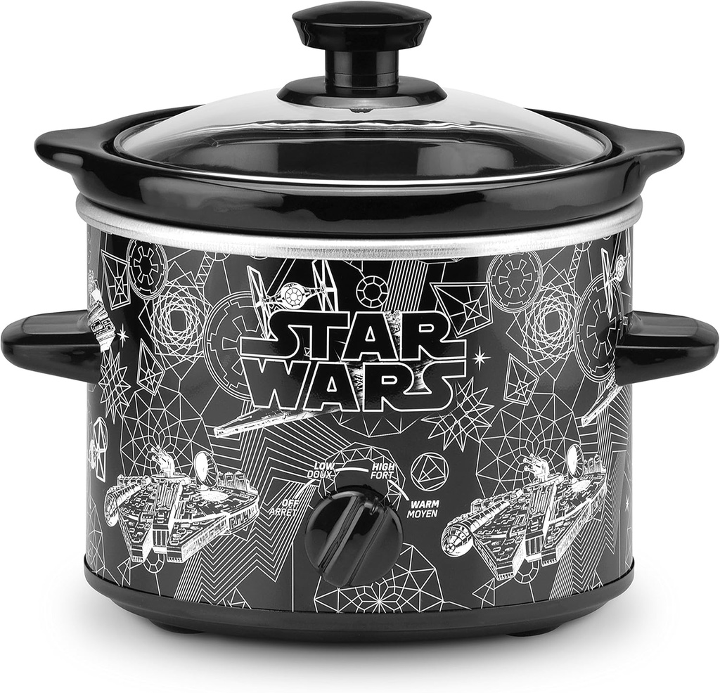 Star Wars Ships in the Galaxy 2-Quart Slow Cooker from Select Brands - Food Warmer for Dips, Soups & Other Dishes - Electric Kitchen Appliance with Tempered Glass Lid