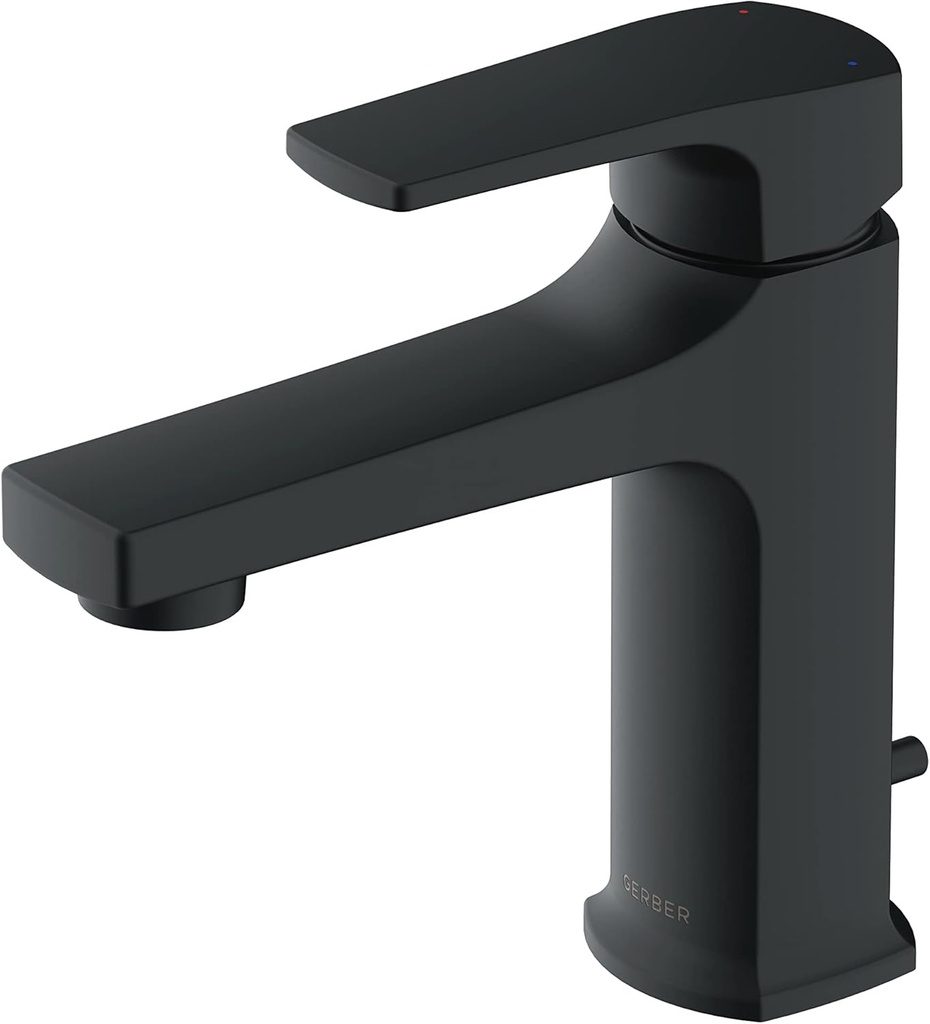 Gerber Tribune Single Handle Bathroom Faucet – ADA Compliant, with Laminar Flow & All-Brass Construction, Includes 50/50 Pop-Up Drain & Optional Cover Plate, D225070BS (Satin Black)
