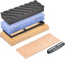 Professional 6-Piece Knife Sharpening Kit - 1000/6000 Grit Whetstone Set with Bamboo Base, Angle Guide & Leather Strop | Complete Solution for Kitchen Knives, Hunting & Chef Tools