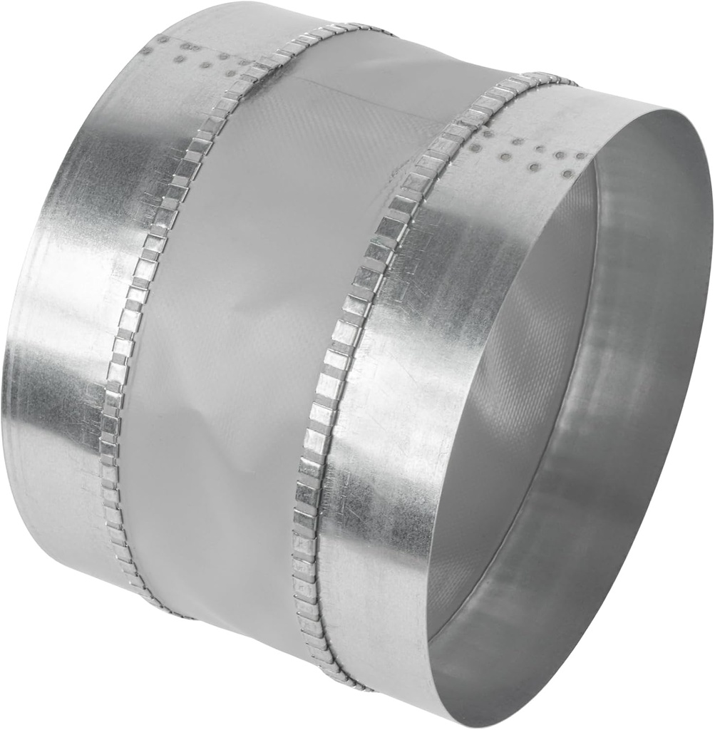Vent Systems 8" Inch Flexible Vibration-Reducing Female Fit Duct Connector – Galvanized Steel Coupling for Joining Two Male Duct Fittings – HVAC Ventilation Inline Noise-Reducing Coupler