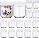 Baderke 16 pcs Overnight Oats Containers with Lids, Glass Jars for Yogurt Maker Reusable Glass Mason Jars Canning Yogurt Container for Chia Pudding, Salad, Parfait, Snacks, Spice (6 oz)