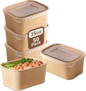 Paper Food Containers with Lids [50 pack] 35 oz Kraft Paper Meal Prep Containers with Lids, Microwavable and Freezer Storage Use Cardboard Food Containers, Disposable Take Out Containers