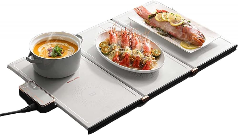 Foldable Electric Warming Tray Hot Plate,hot Tray Food Warmer Electric Multifunctional Food Warmer Plate with 3 Adjustable Temperature Control for Buffet Serving, Restaurant