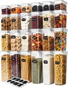 KICHLY Airtight Food Storage Containers Set with Lids – 24 Pack BPA-Free Plastic Pantry Organizers for Cereal, Flour, Sugar & Dry Food (Clear)
