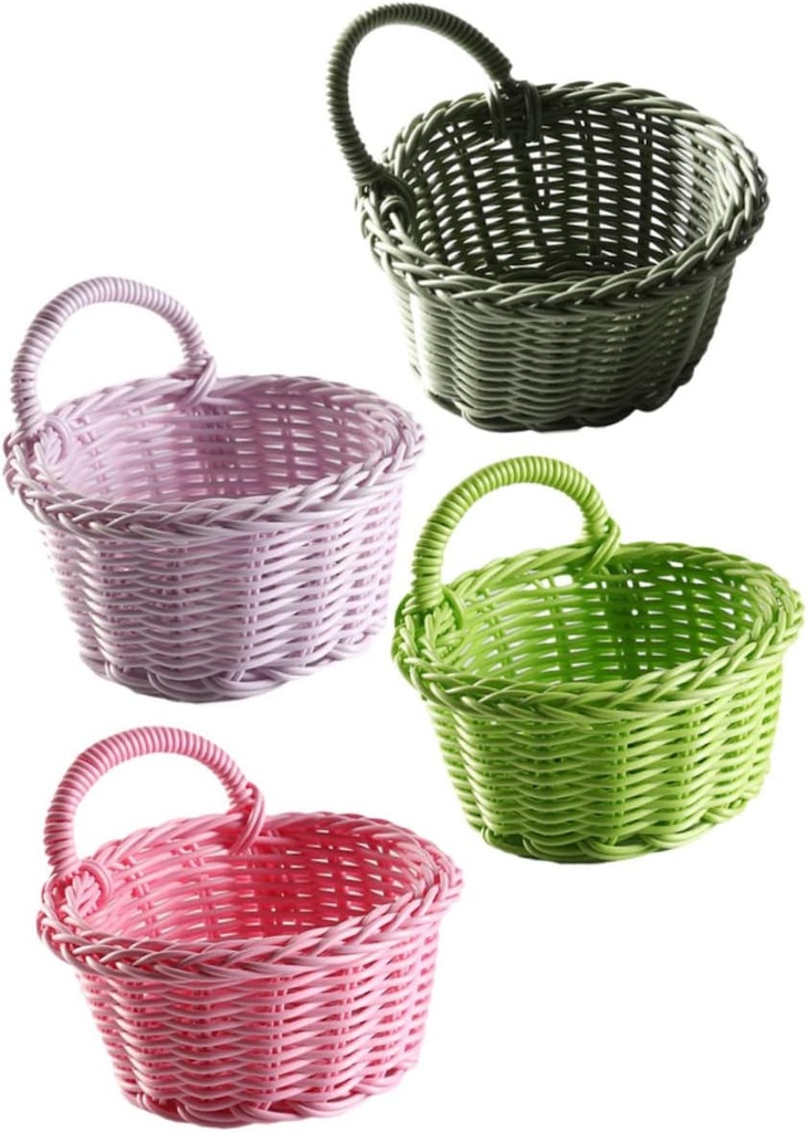 BESTOYARD 4pcs Woven Hanging Storage Basket Kitchen Vegetable and Fruit Organizer Rustic Decorative Wall Mount for Easter Home Decor Random Colors