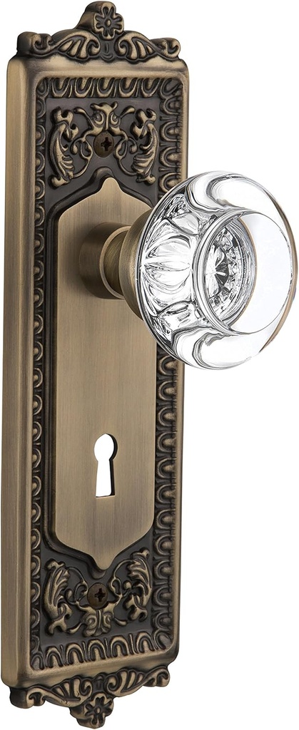 Nostalgic Warehouse Egg & Dart Plate with Round Clear Crystal Door Knob