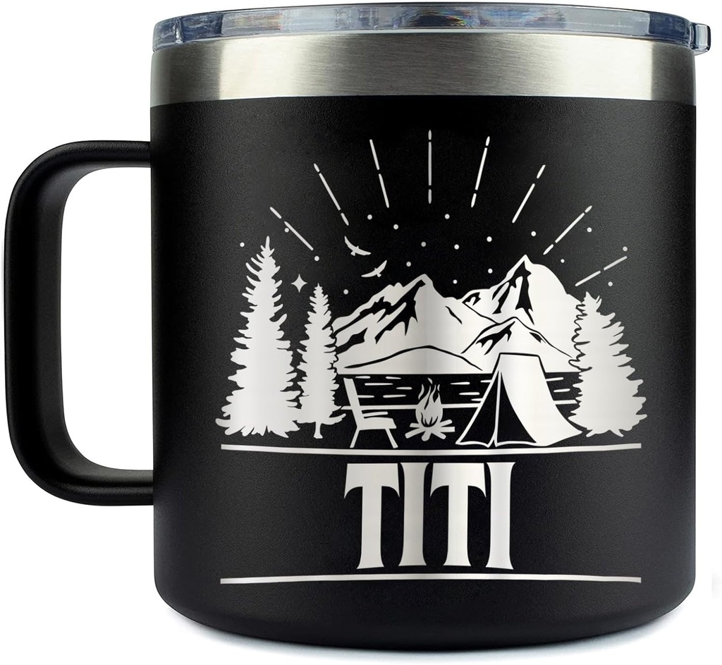 Titi Camping Tumbler 14 Oz Coffee Mug - Titi Tumbler - Titi Camping Gifts - Fathers Day Gift - Titi Mug - Birthday Gift Ideas For Titi - Gifts For Campers Outdoors, 16oz, Transparent